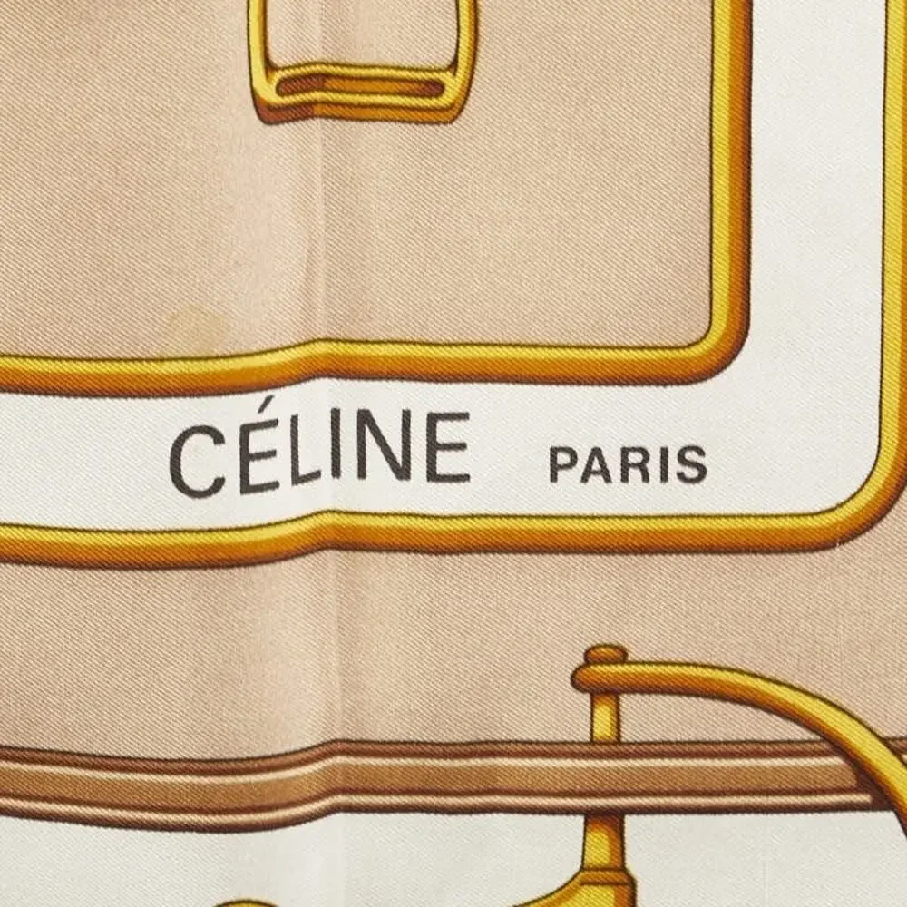 Celine Silk Horsebit Large Scarf Beige